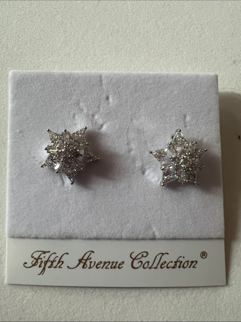 Fifth Avenue Collection Silver Starburst CZ Earrings